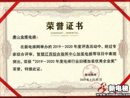 金維電梯榮獲電梯行業(yè)舊樓加裝優(yōu)秀企業(yè)獎(jiǎng)、電梯服務(wù)客戶滿意度金獎(jiǎng)