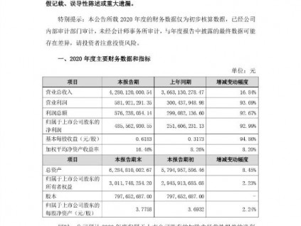 康力電梯公布2020年度業(yè)績(jī)快報(bào)：凈利同比增長(zhǎng)92.99%