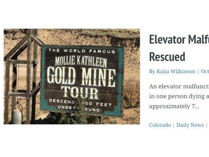 美國科羅拉多金礦電梯故障致1人死亡，12人被困地下！