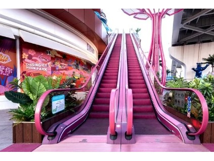 迅達(dá)粉色扶梯，綠色出行！